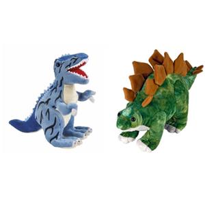 Merkloos Setje van 2x knuffel dinosaurussen t-rex en Stegosaurus -