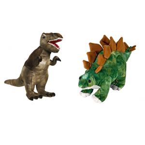 Merkloos Setje van 2x knuffel dinosaurussen T-Rex en Stegosaurus -