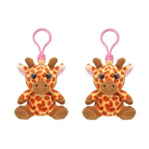 Merkloos Sleutelhanger Pluche giraf - 2x - knuffel sleutelhanger - 9 cm - dieren knuffel -