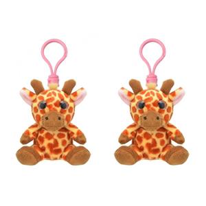 Merkloos Set van 4x stuks pluche mini knuffel giraf sleutelhanger 9 cm -