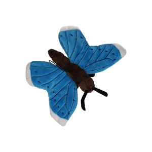 Pluche knuffeldier Vlinder - blauw - 21 cm - insecten knuffels - op te hangen aan lus -