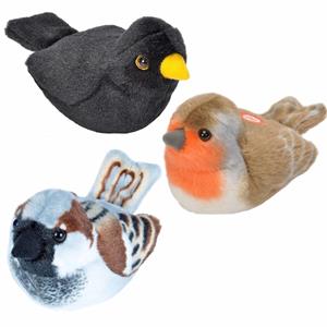 Wild Republic Set van 3x stuks pluche vogels knuffels van 14 cm met geluid -