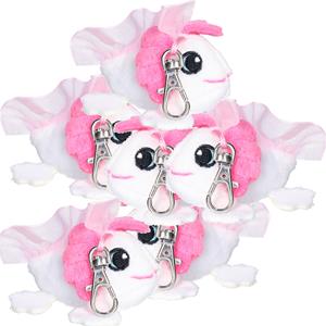 Nature Planet Knuffeldier axelotl sleutelhanger - 6x - zachte pluche stof - veel details - wit - 6 c -