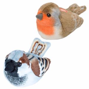 Wild Republic Set van 2x stuks pluche vogels knuffels van 14 cm met geluid -