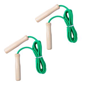 Merkloos Springtouw met houten handvatten - 2x - 240 cm - groen - speelgoed - kinderen/volwassenen -