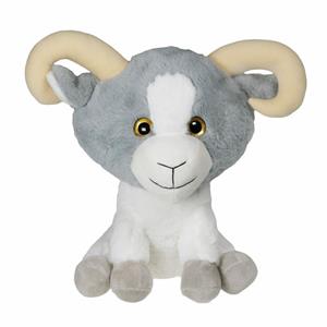 Krüger Knuffeldier Geit bok - zachte pluche stof - veel details - grijs/wit - 30 cm -