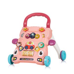 Chipolino Funny Animals Loopwagen met Speelauto & Muziek Roze