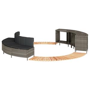 VidaXL Hottub-ombouw poly rattan massief acaciahout grijs