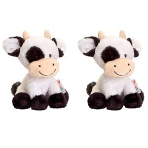 Keel Toys Set van 3x stuks  zwart/witte pluche koe/koeien knuffels 14 cm -