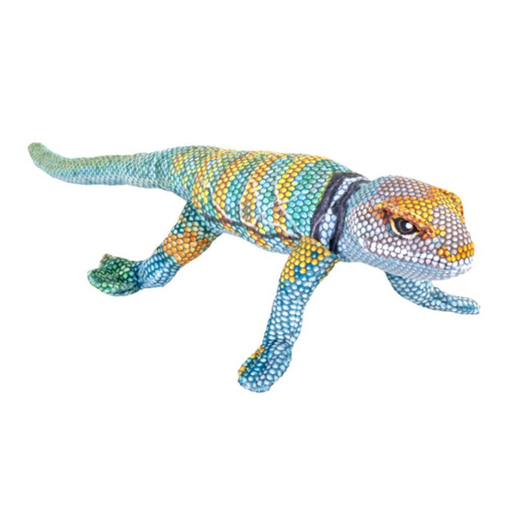 Wild Republic Hagedis knuffel - pluche - blauw/geel - 35 cm - knuffeldier - gekko -