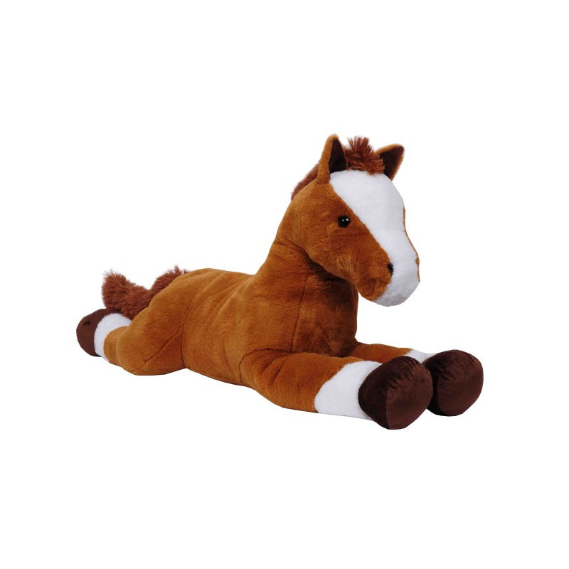 Sandy Knuffeldier Paard Hippos - zachte pluche stof - dieren knuffels - lichtbruin/wit - 90 cm -