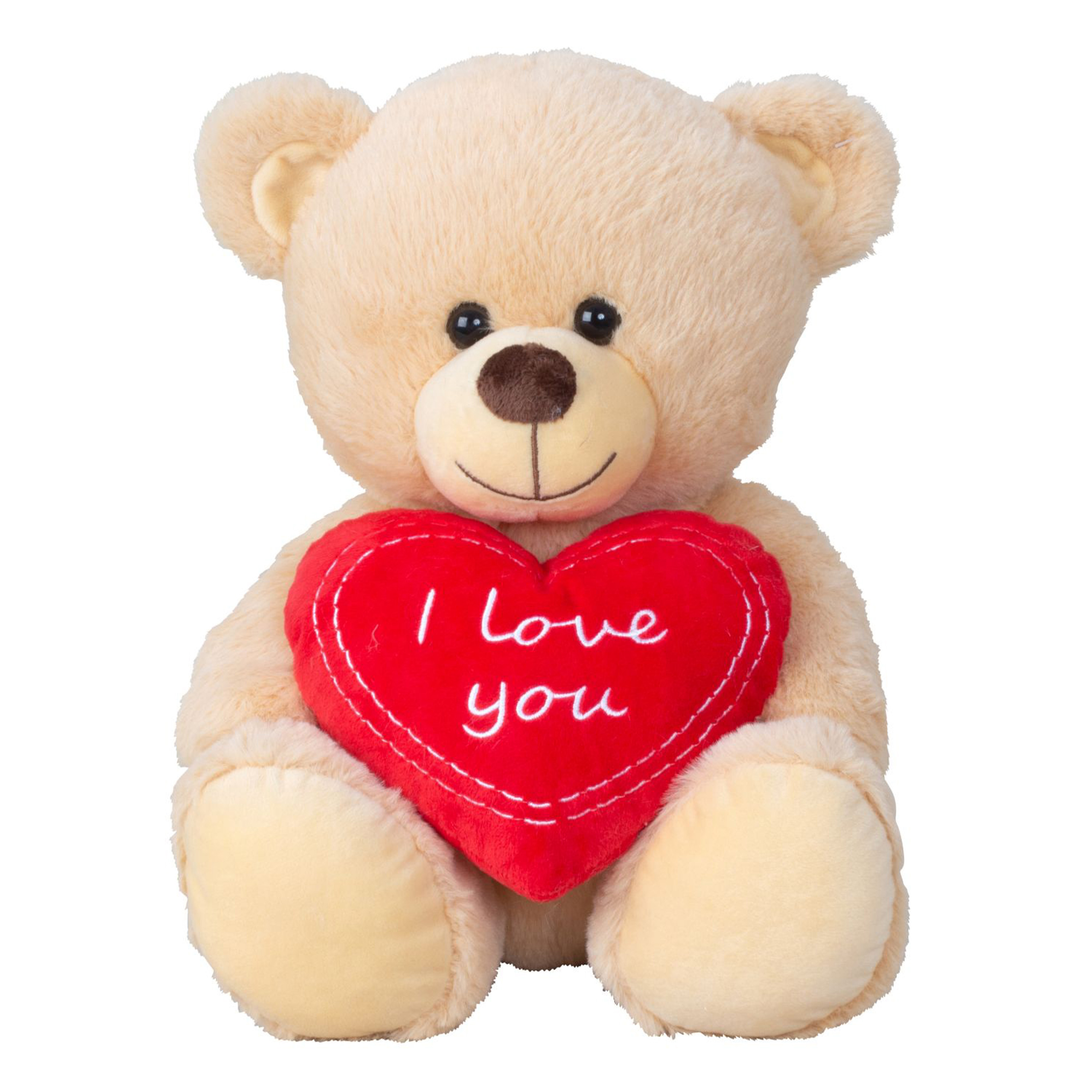 Mel-O-Design Teddy beer knuffel van zachte pluche - met liefdes hartje - 30 cm zittend -