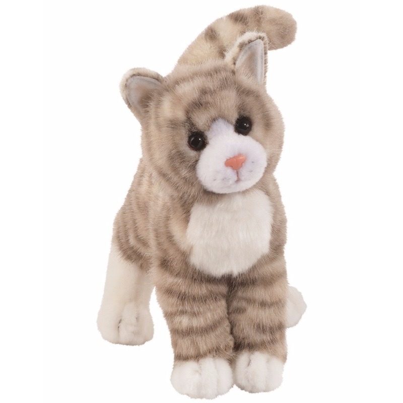 Douglas Cyperse kat knuffel - grijs - 30 cm - pluche - poes - kattenknuffel - poezenknuffel -