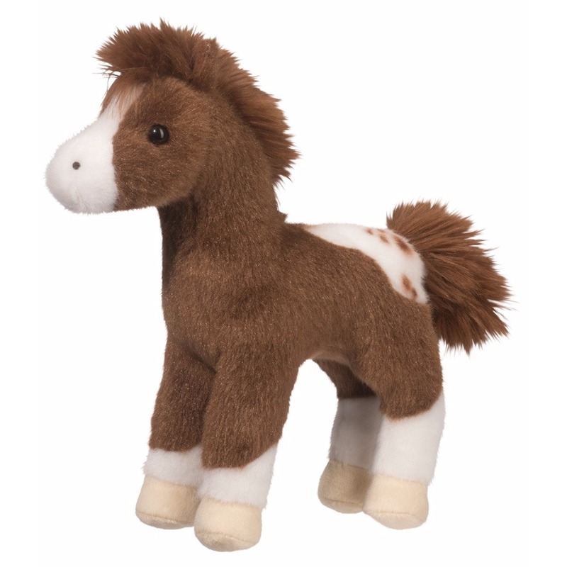 Douglas Pluche Appaloosa paarden knuffel - donkerbruin - 20 cm - Boerderij dieren -