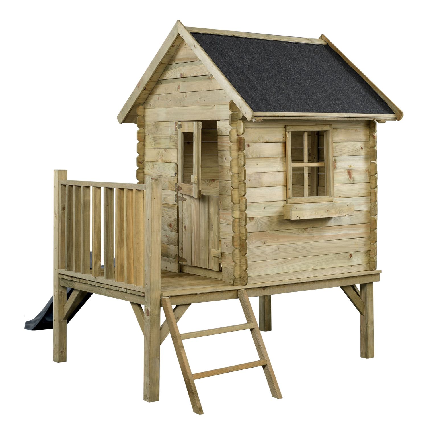 Swing King Swingking Speelhuisje Camilla Met Glijbaan Antraciet 171x180x217cm