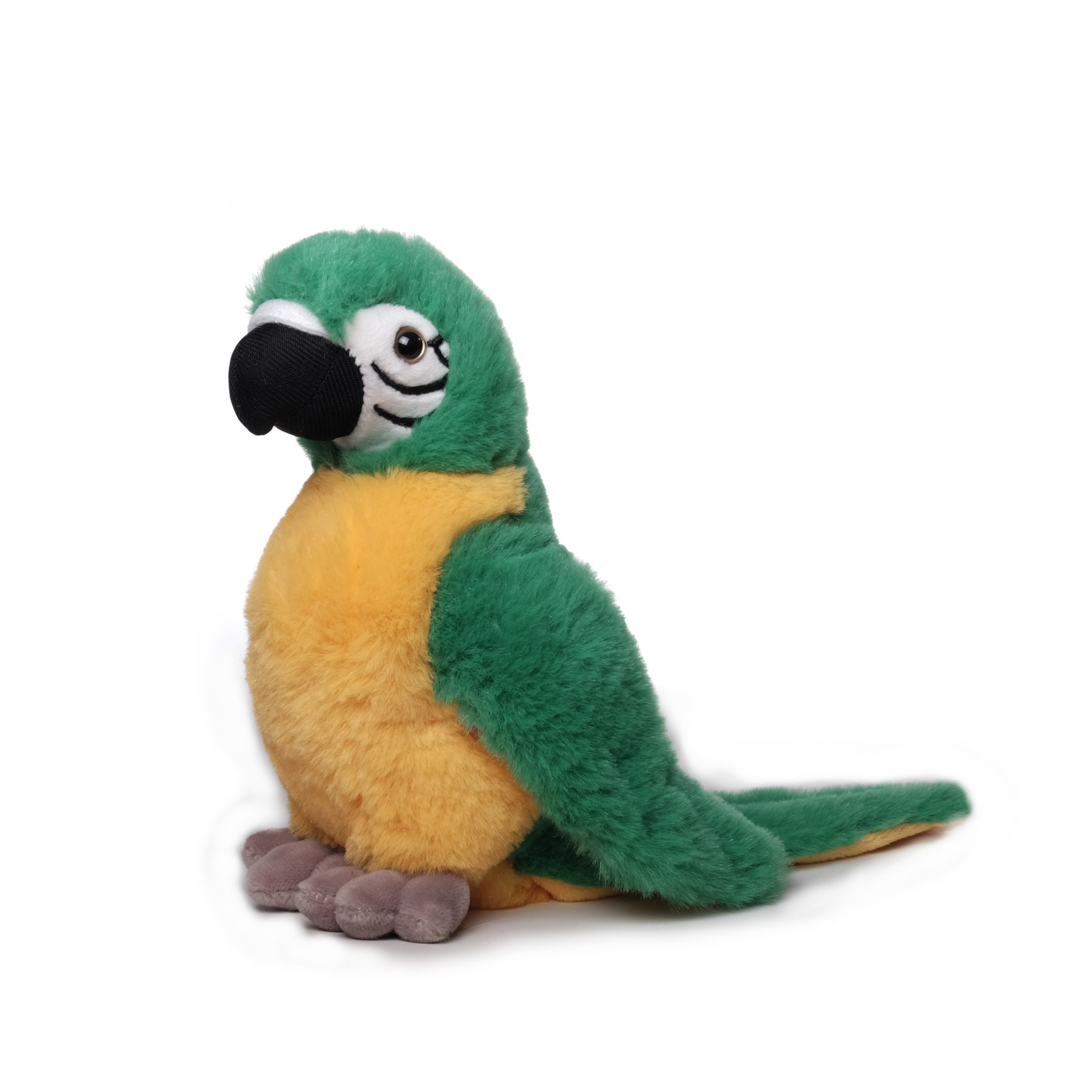 Inware Pluche papegaai - knuffeldier - geel/groen - 20 cm - vogel knuffels -