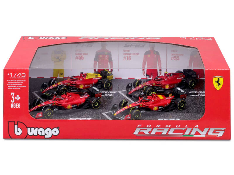 Brinic Modelcars Bburago Ferrari SF-23 + F1-75 Leclerc + Sainz F1 (set van 4 auto's)
