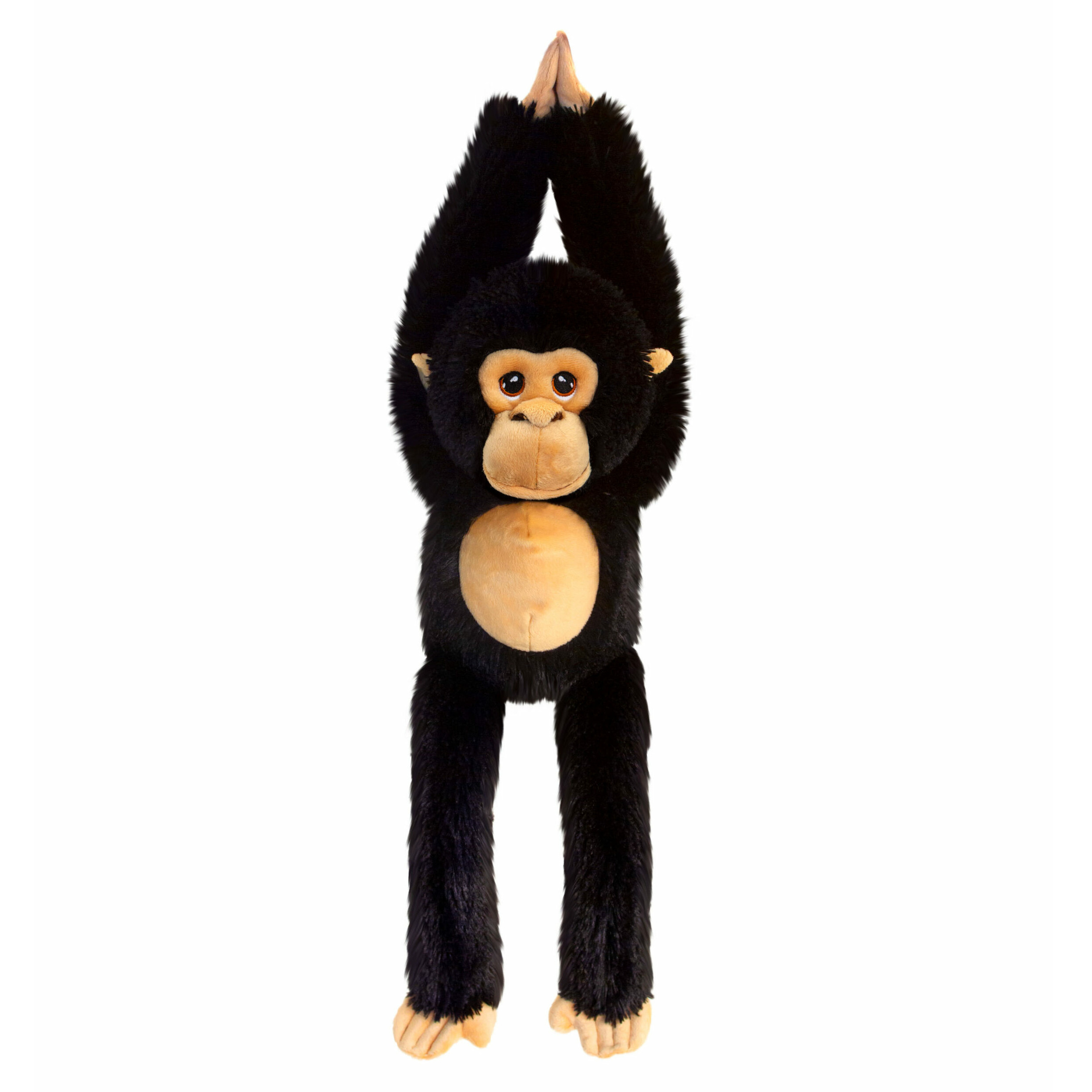 Keel Toys pluche Chimpansee aap knuffeldier - zwart/bruin - hangend - 50 cm -