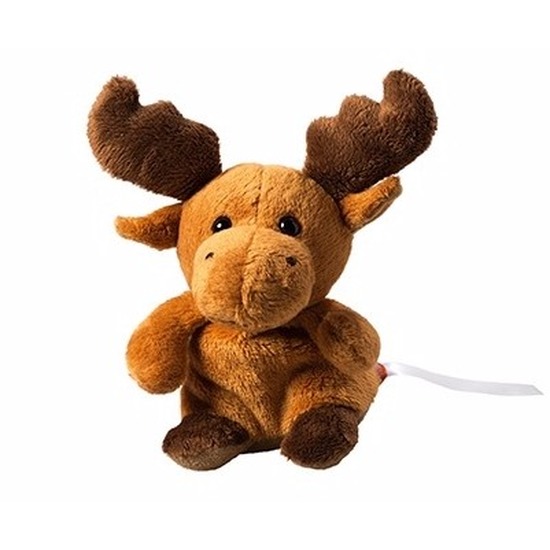 MBW pluche knuffel eland - 14 cm - dieren knuffels - elanden - bruin -