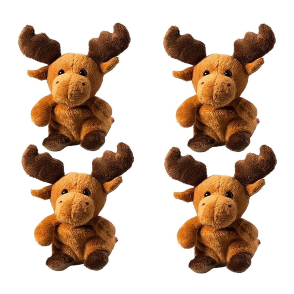 4x stuks pluche eland knuffel 14 cm met beschrijfbaar label -