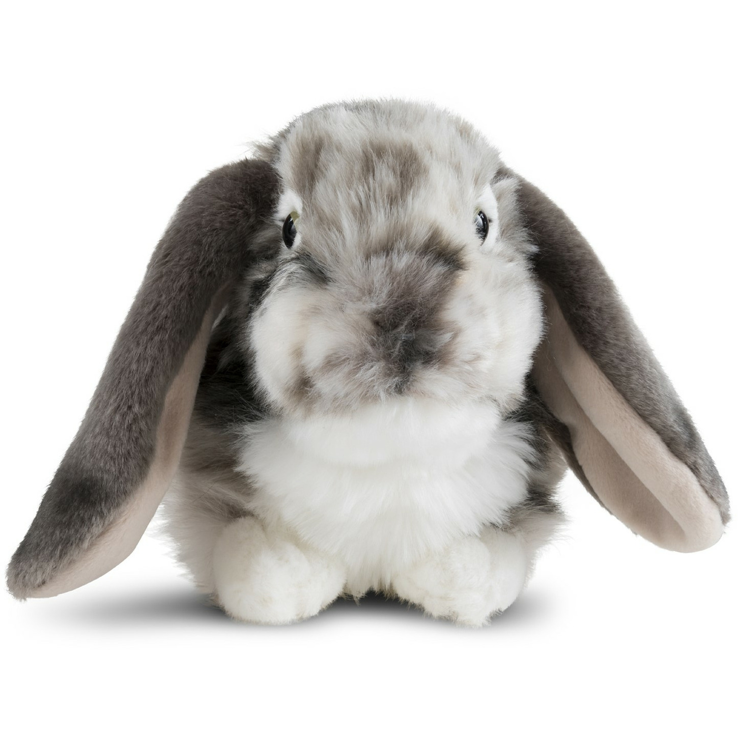 Living Nature Pluche grijs/wit konijn knuffel - 30 cm - liggend - Knuffeldieren - Huisdieren -
