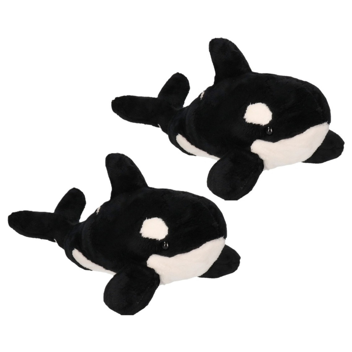 Cornelissen Orka knuffel - 2x - pluche - cm - wit/zwart - zeedieren -