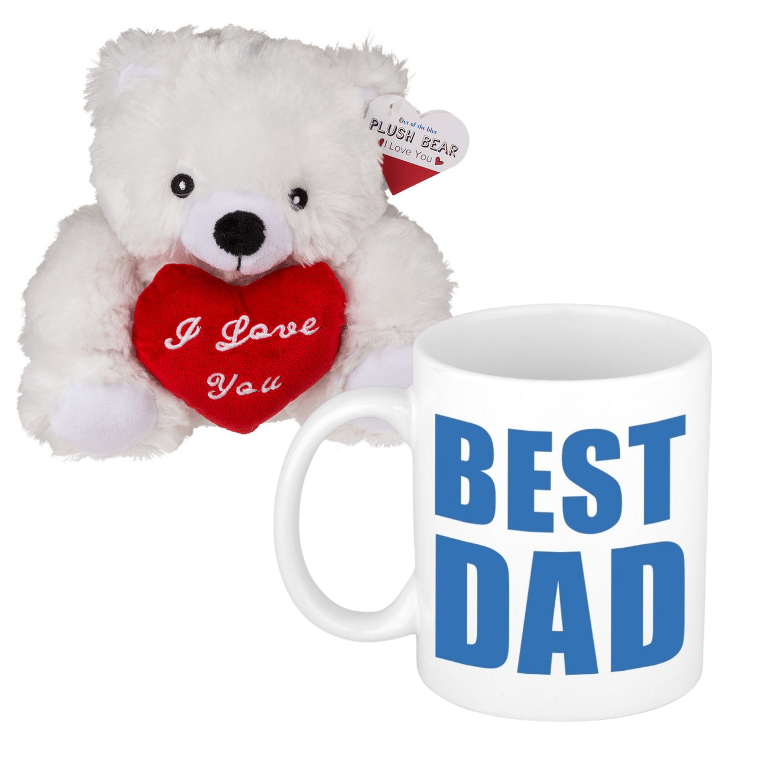 Out of the blue Vaderdagcadeau - knuffelbeer en koffiemok - cadeau - best dad - mokken -