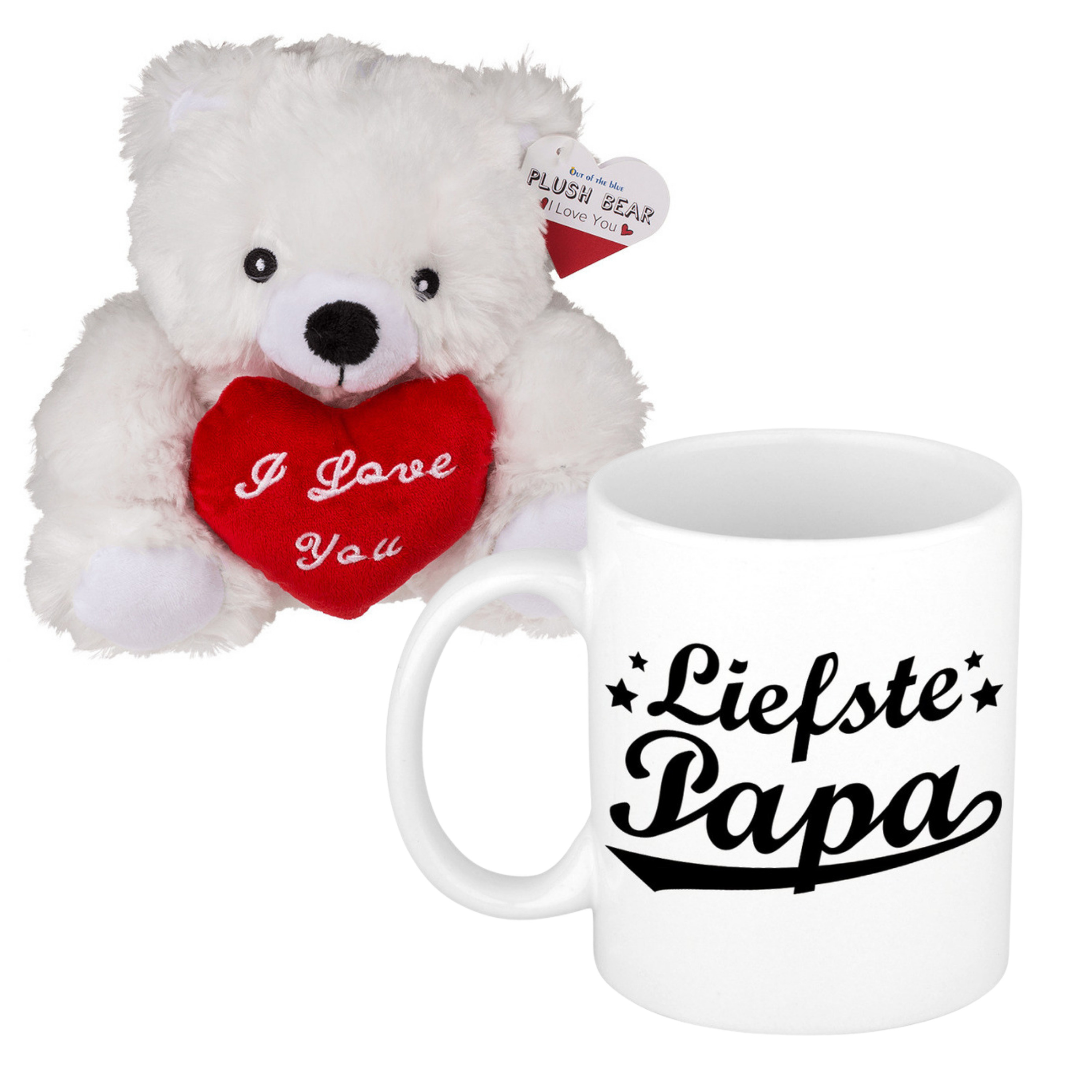Out of the blue Vaderdagcadeau - knuffelbeer en koffiemok - cadeau - liefste papa -