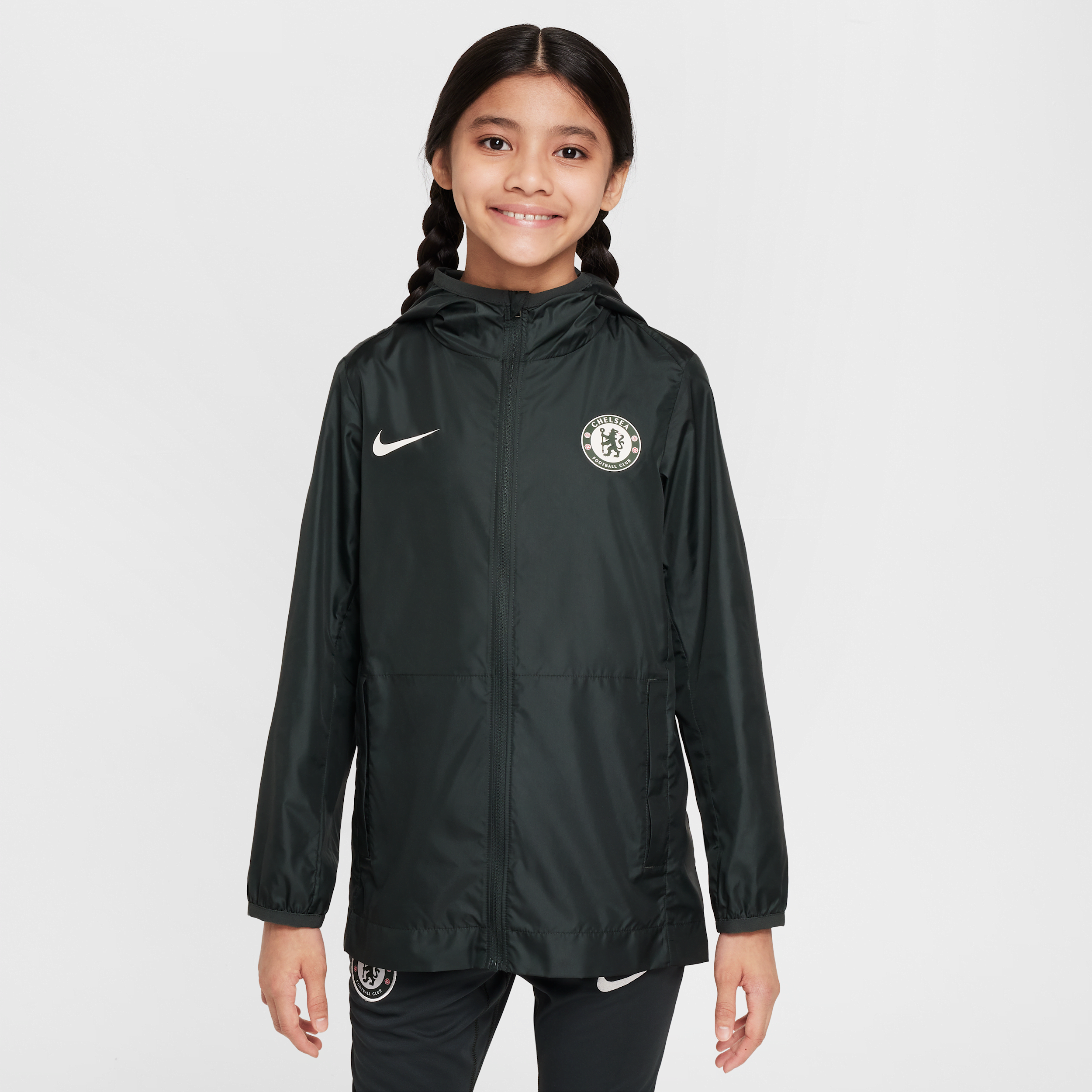 Nike Chelsea FC Academy Pro  voetbalregenjack met capuchon voor kids - Groen