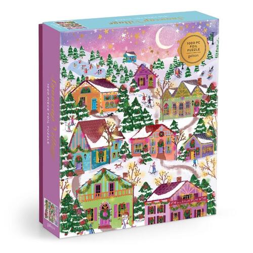 Galison Joy Laforme Snowcap Village 1000 Piece Foil Puzzle -   (ISBN: 9780735386082)