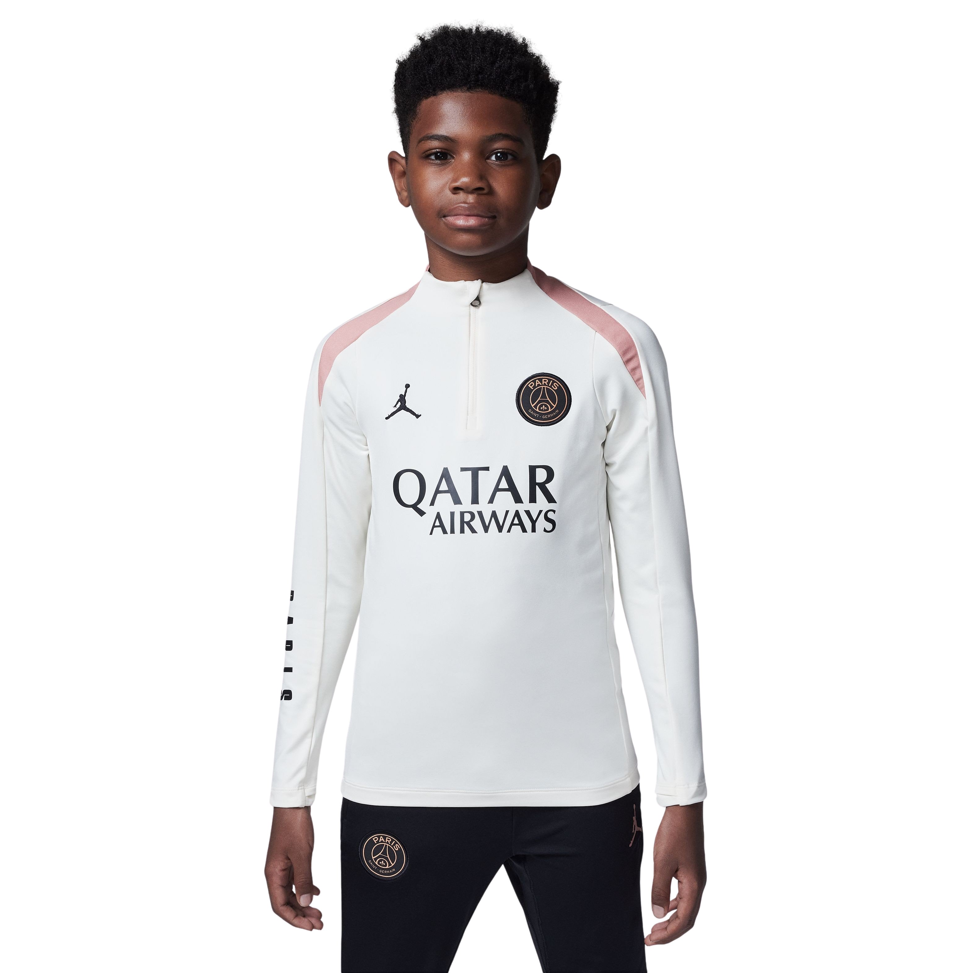 Paris Saint-Germain x Jordan Strike Trainingstrui 1/4-Zip 2024-2025 Kids Gebroken Wit Roze Zwart