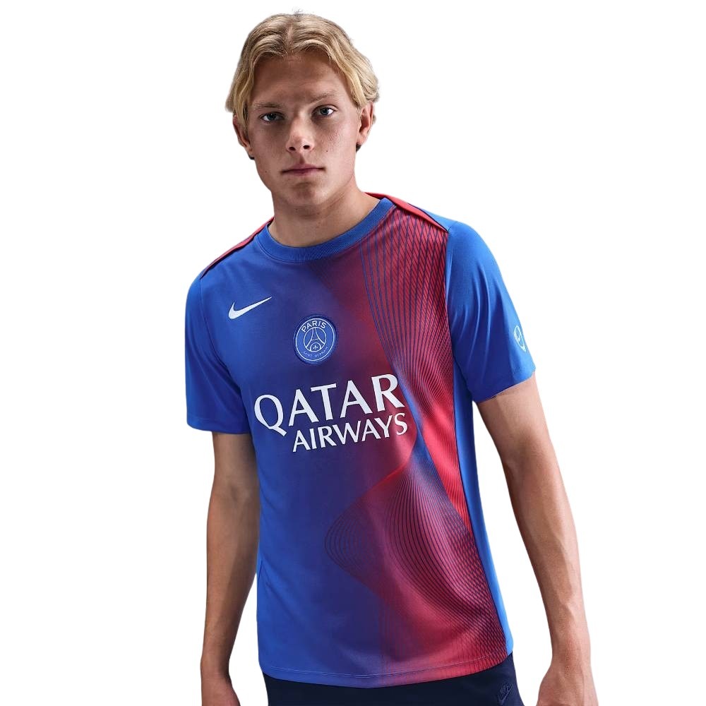 Paris Saint-Germain Pre-Match Trainingsshirt 2025-2026 Blauw Rood Wit