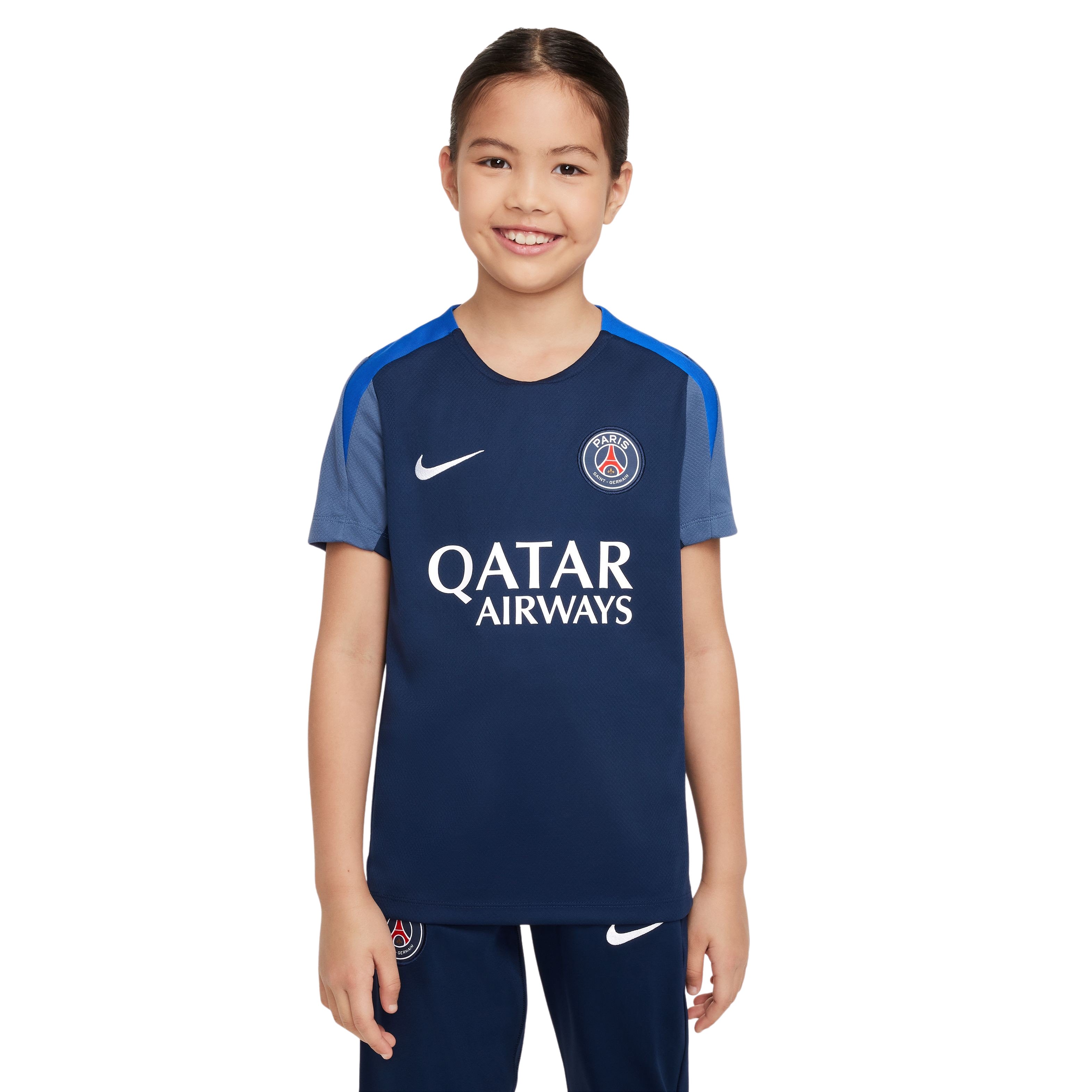 Paris Saint-Germain Strike Trainingsshirt 2025-2026 Kids Donkerblauw Blauw Wit