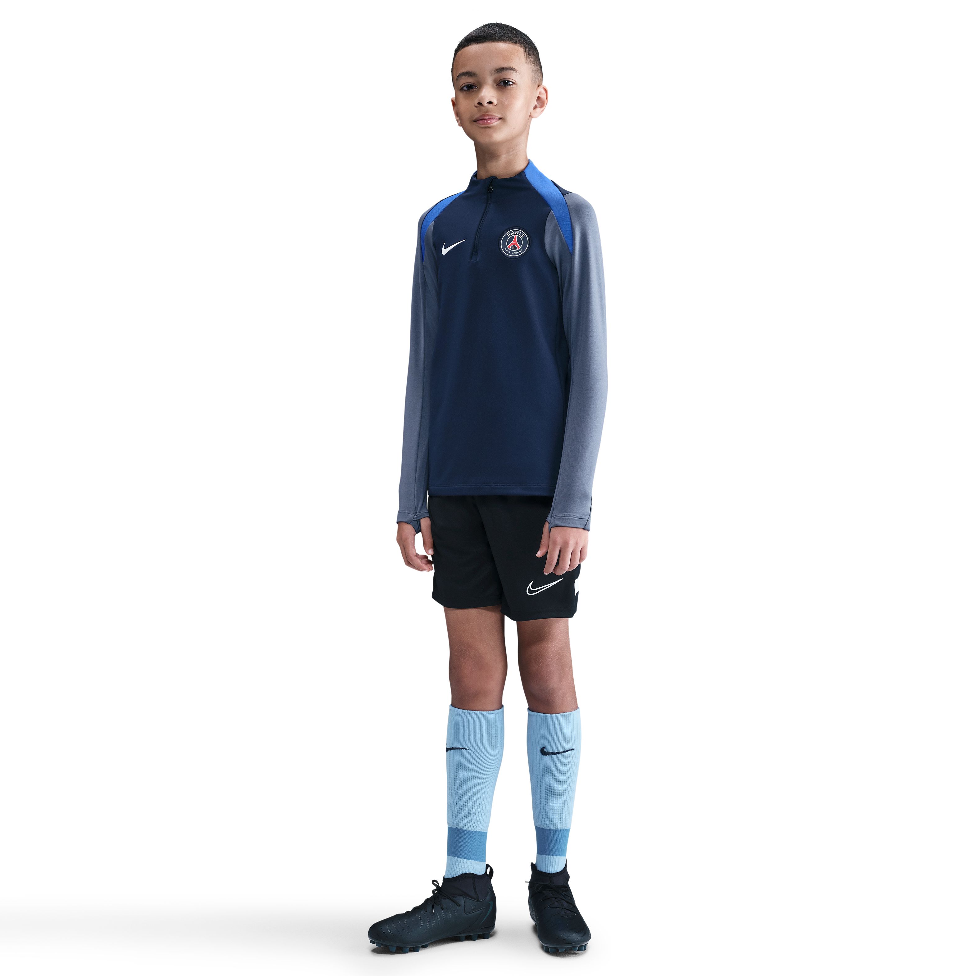 Paris Saint-Germain Strike Trainingstrui 1/4-Zip 2025-2026 Kids Donkerblauw Blauw Wit