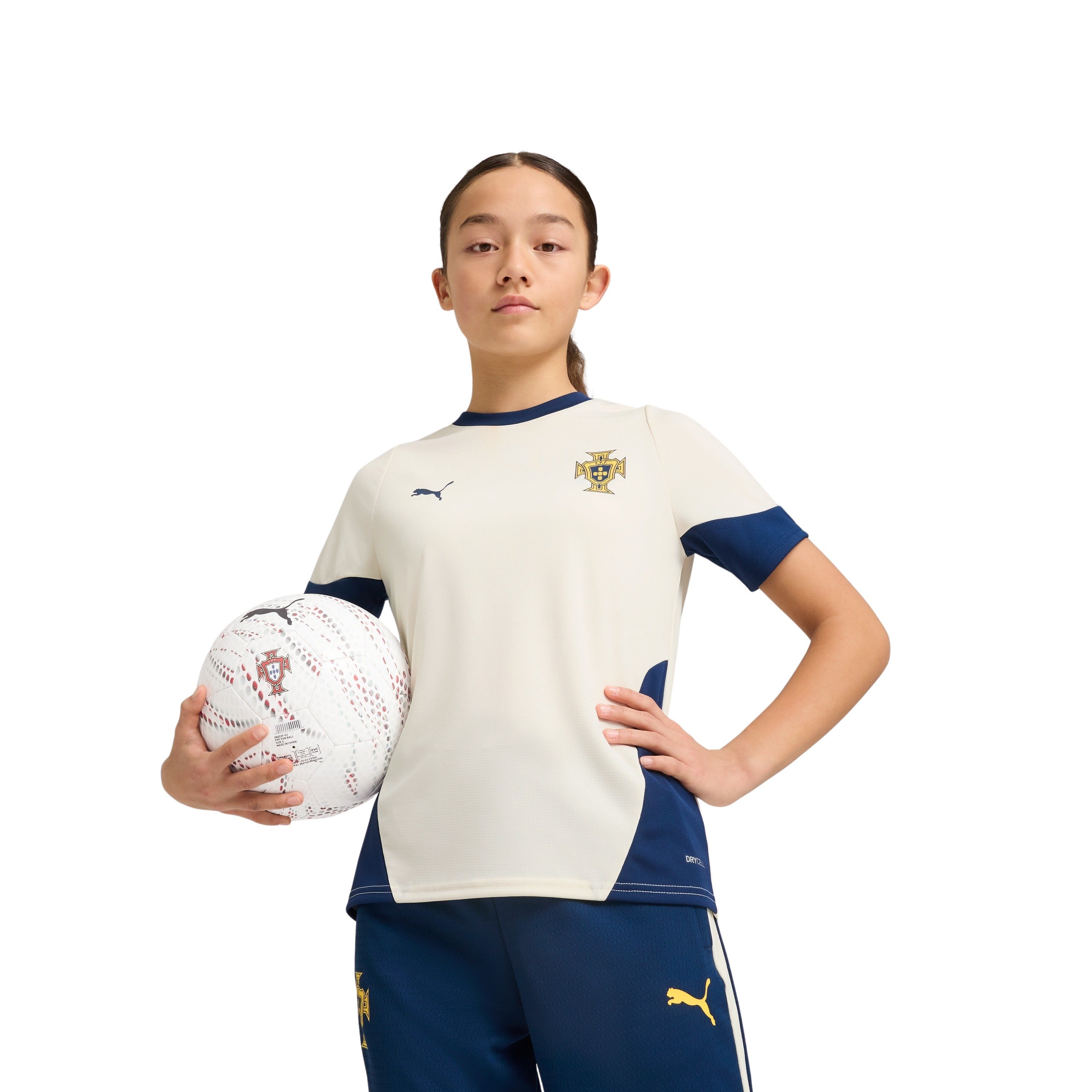 Portugal Trainingsshirt 2025-2026 Kids Gebroken Wit Donkerblauw