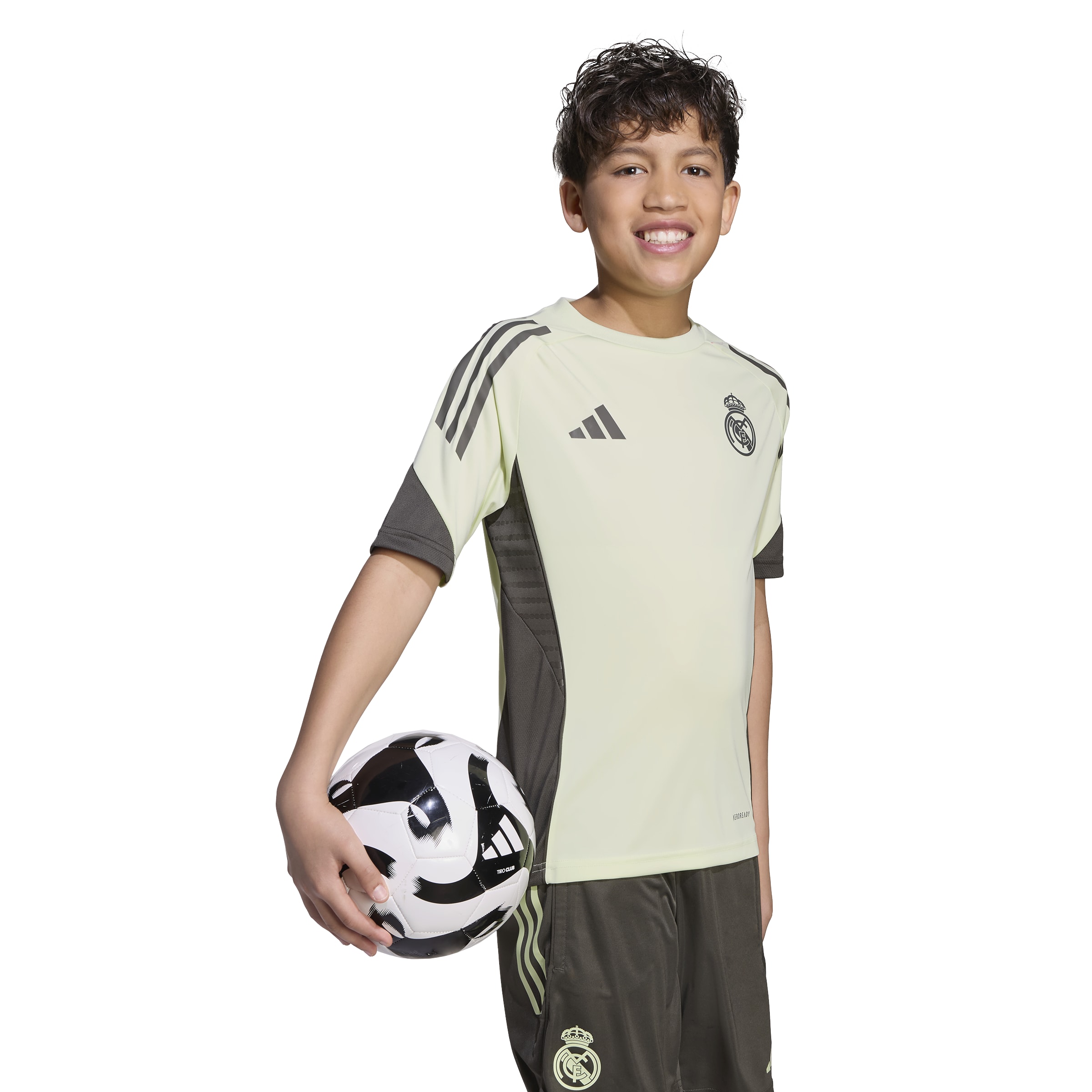 Adidas Real Madrid Trainingsshirt 2025-2026 Kids Lichtgroen Grijs