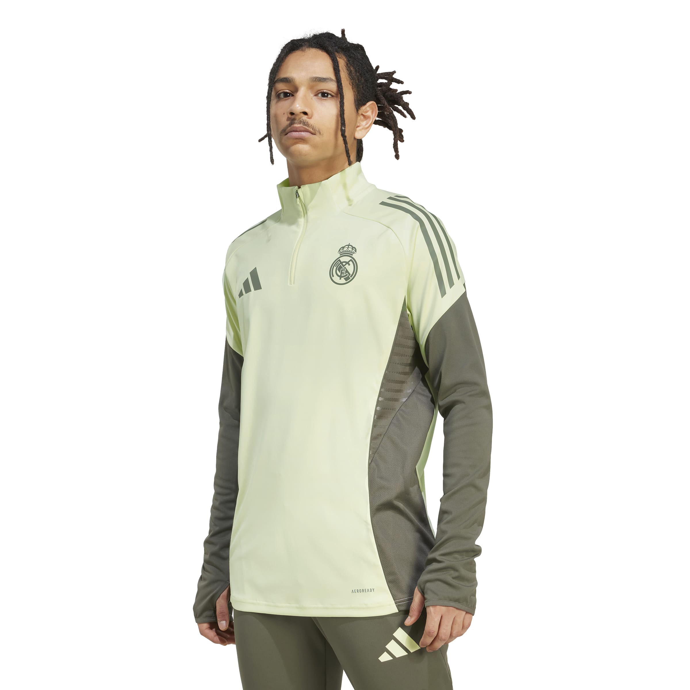 Adidas Real Madrid Trainingstrui 1/4-Zip 2025-2026 Lichtgroen Grijs