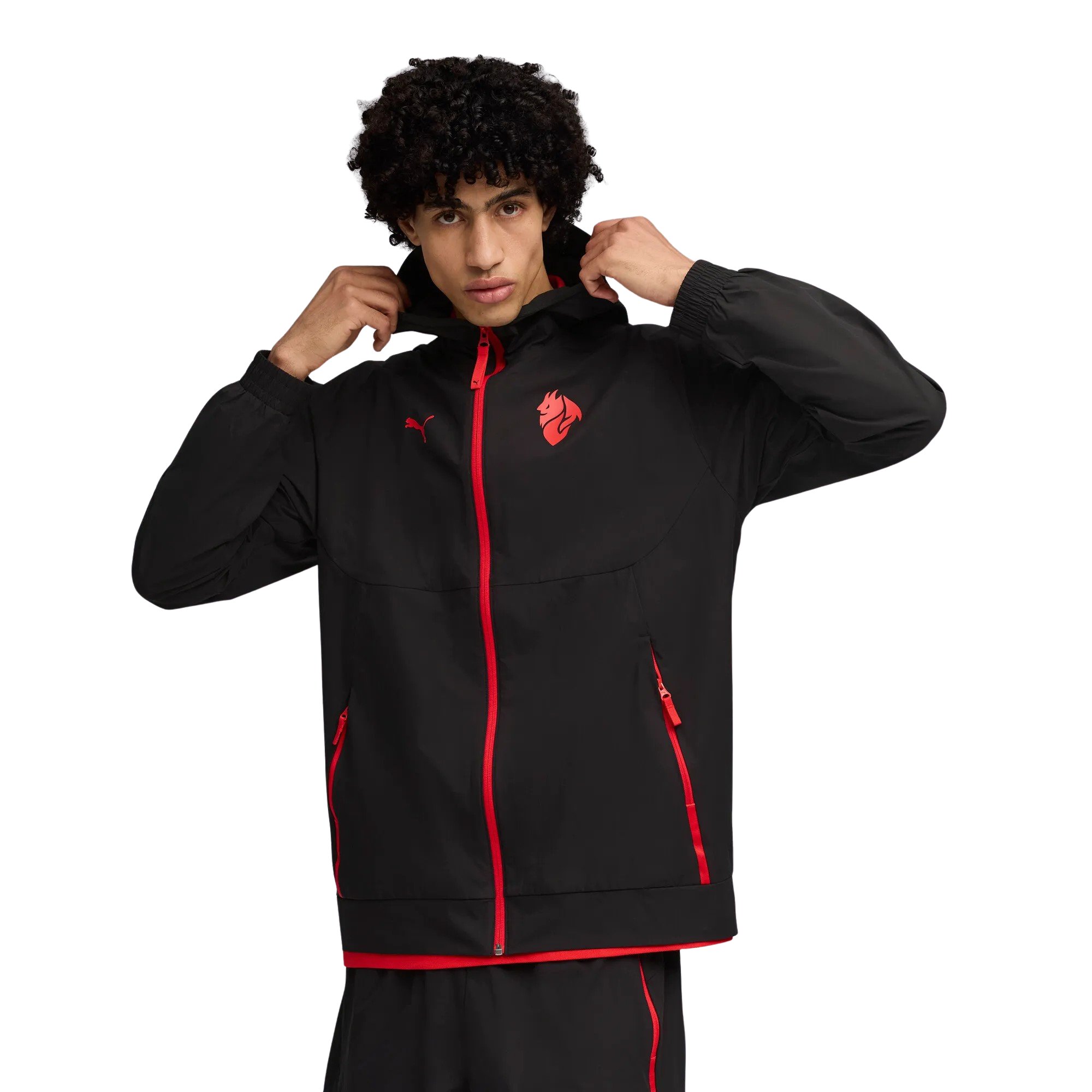 AC Milan tech Trainingsjack Woven 2025-2026 Zwart Rood