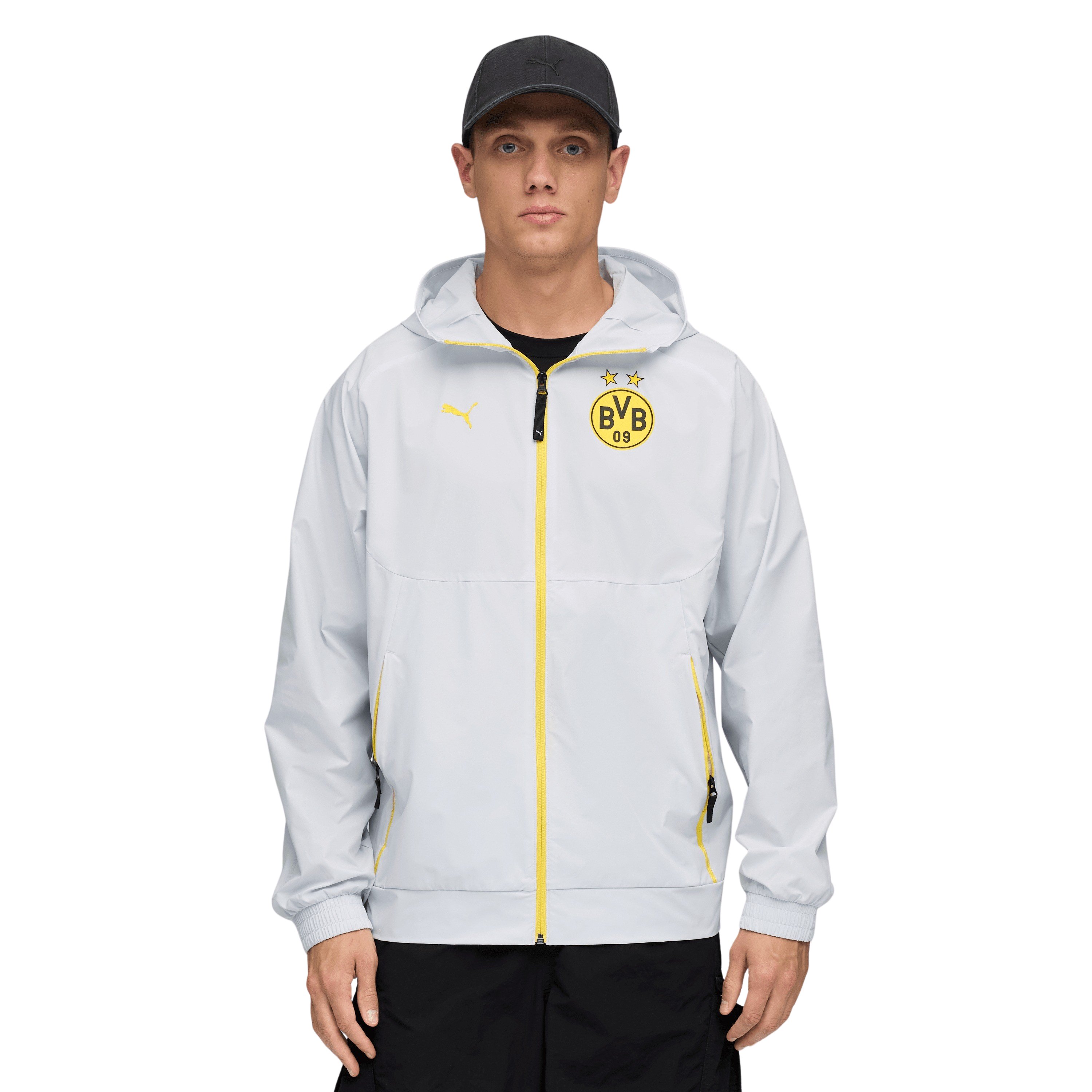 Borussia Dortmund tech Trainingsjack Woven 2025-2026 Zilver Geel