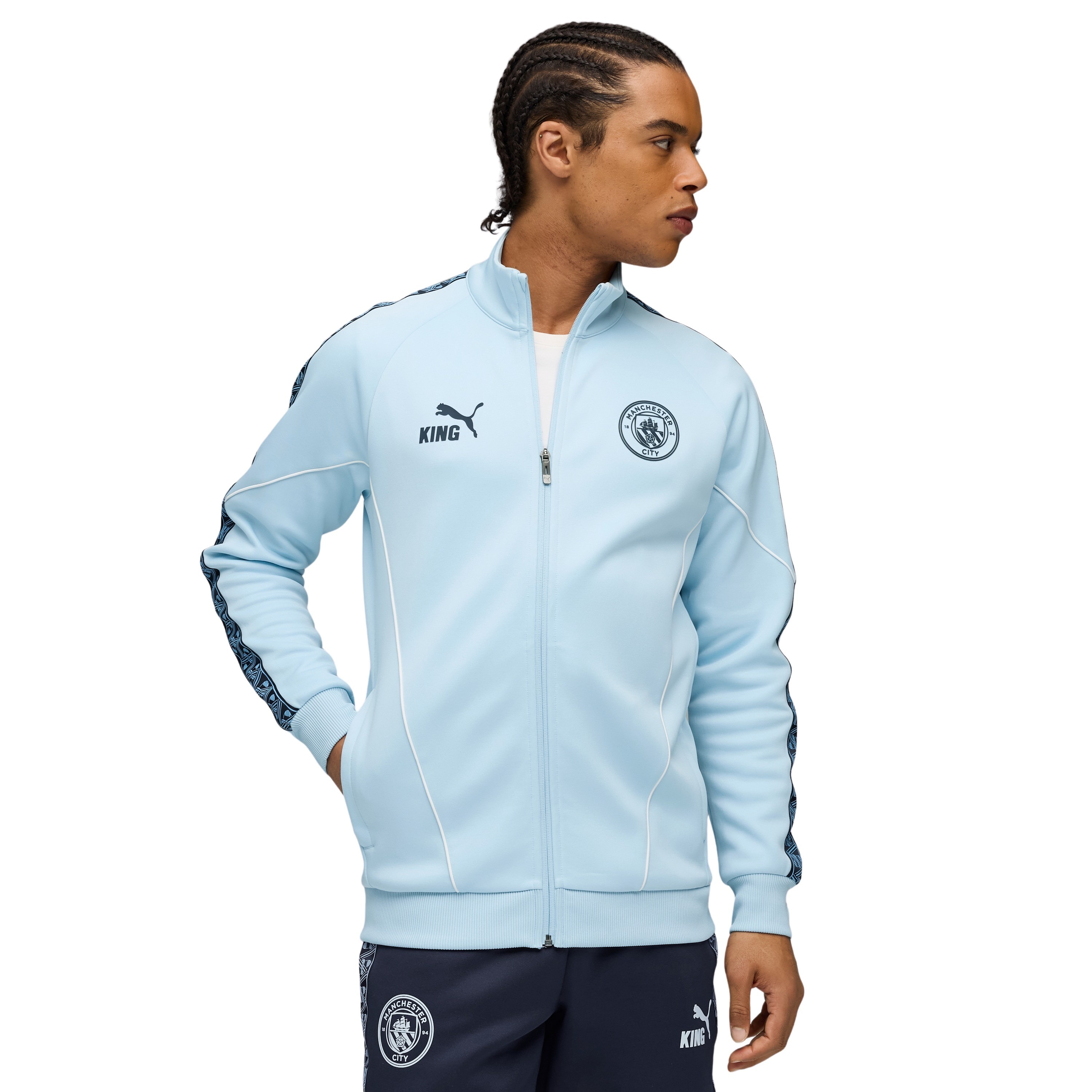 Manchester City Pre-Match KING Anthem Trainingsjack 2025-2026 Lichtblauw Donkerblauw