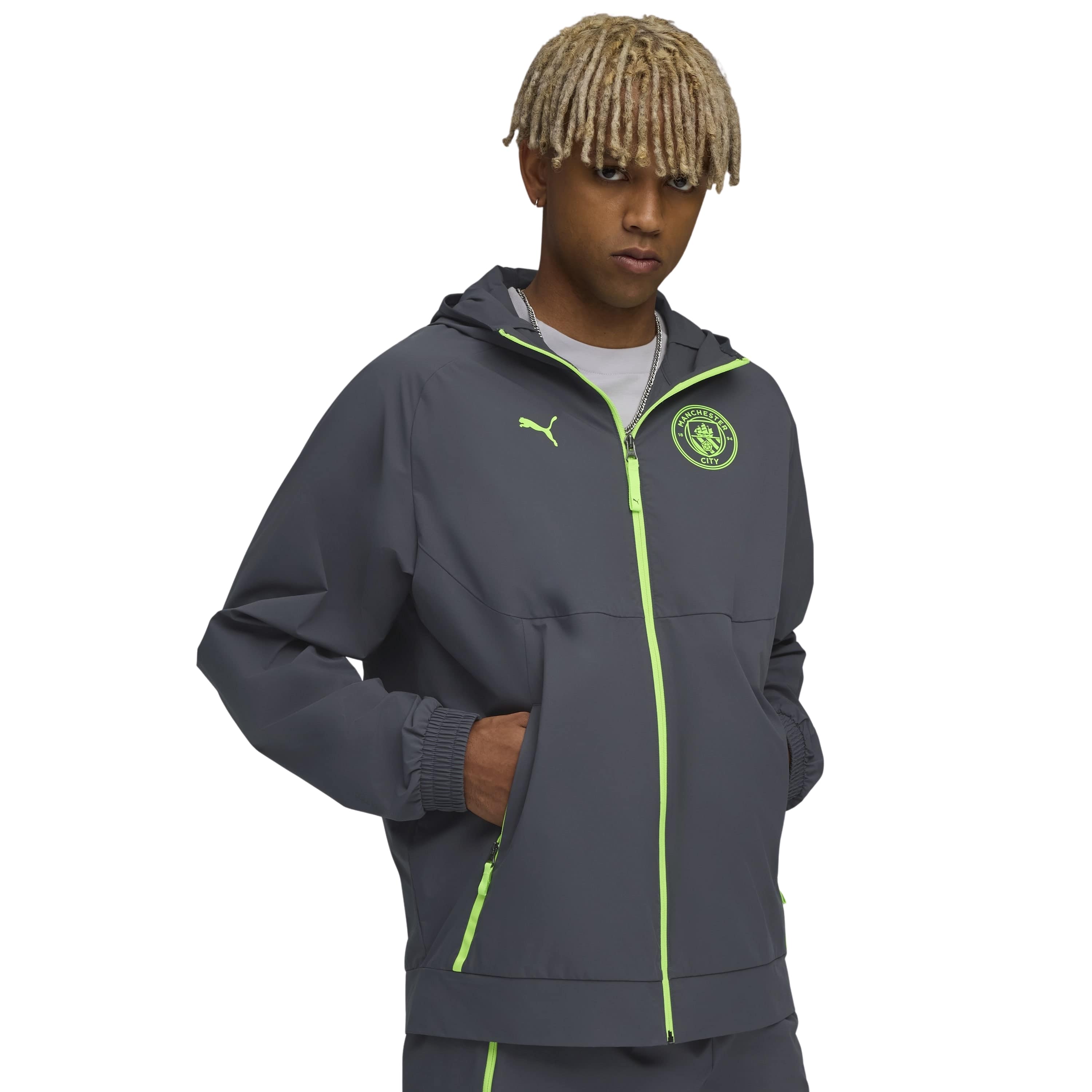 Manchester City tech Trainingsjack Woven 2025-2026 Grijs Groen