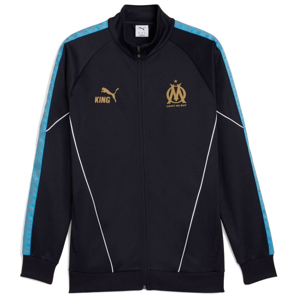 Olympique Marseille Pre-Match KING Anthem Trainingsjack 2025-2026 Donkerblauw Lichtblauw