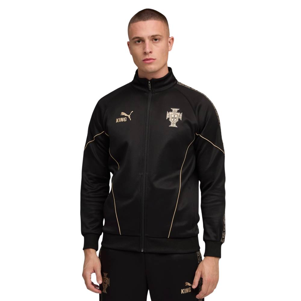 PUMA Portugal Pantera Negra Anthem Trainingsjack Hooded Woven Zwart Goud