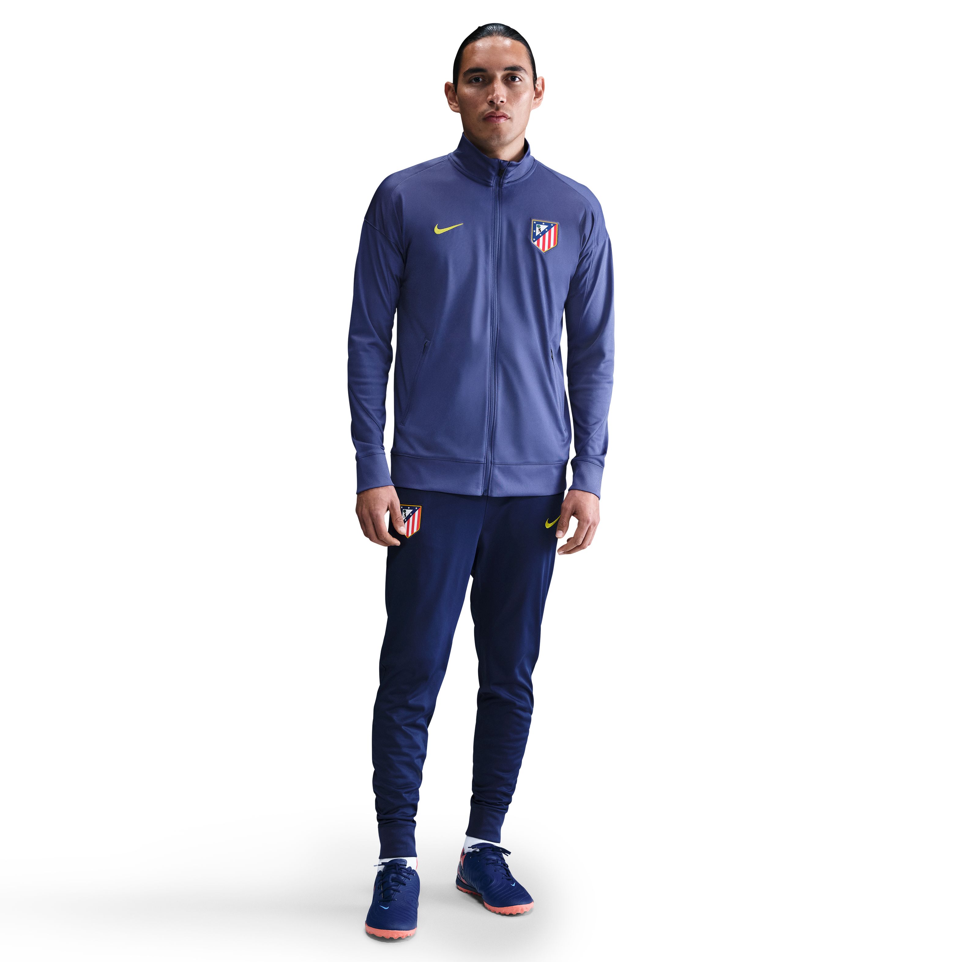 Atletico Madrid Strike Trainingspak Full-Zip 2025-2026 Donkerpaars Donkerblauw Geel