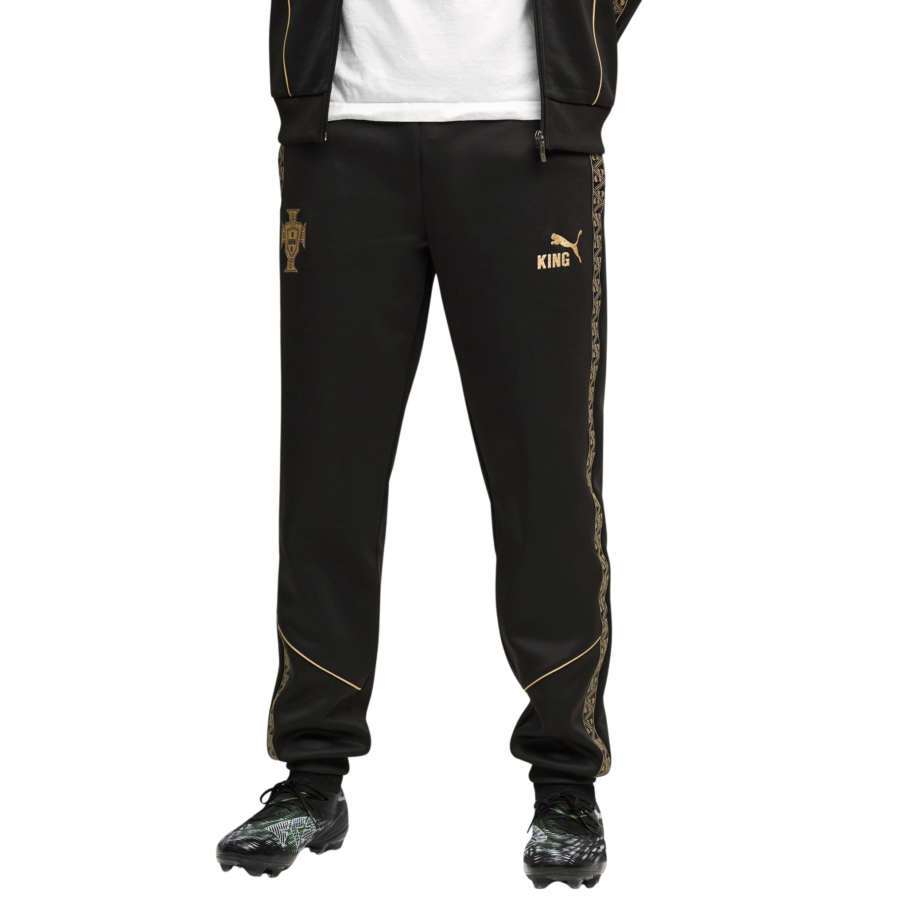 PUMA Portugal Pantera Negra Pre-Match Trainingsbroek Zwart Goud