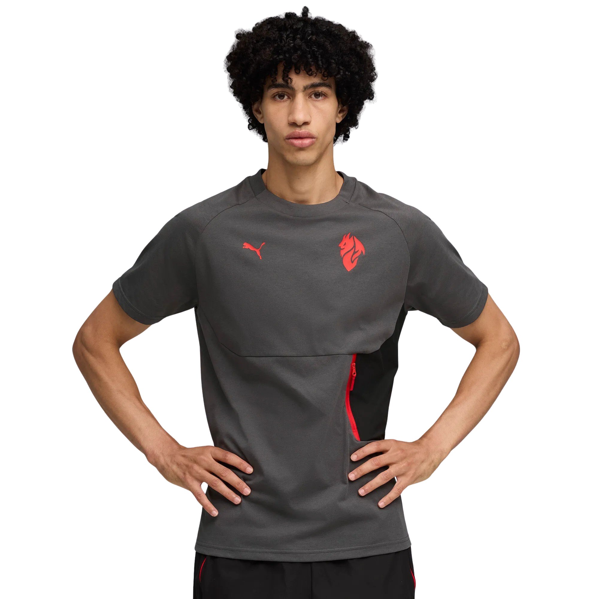 PUMA AC Milan tech T-Shirt 2025-2026 Grijs Rood Zwart