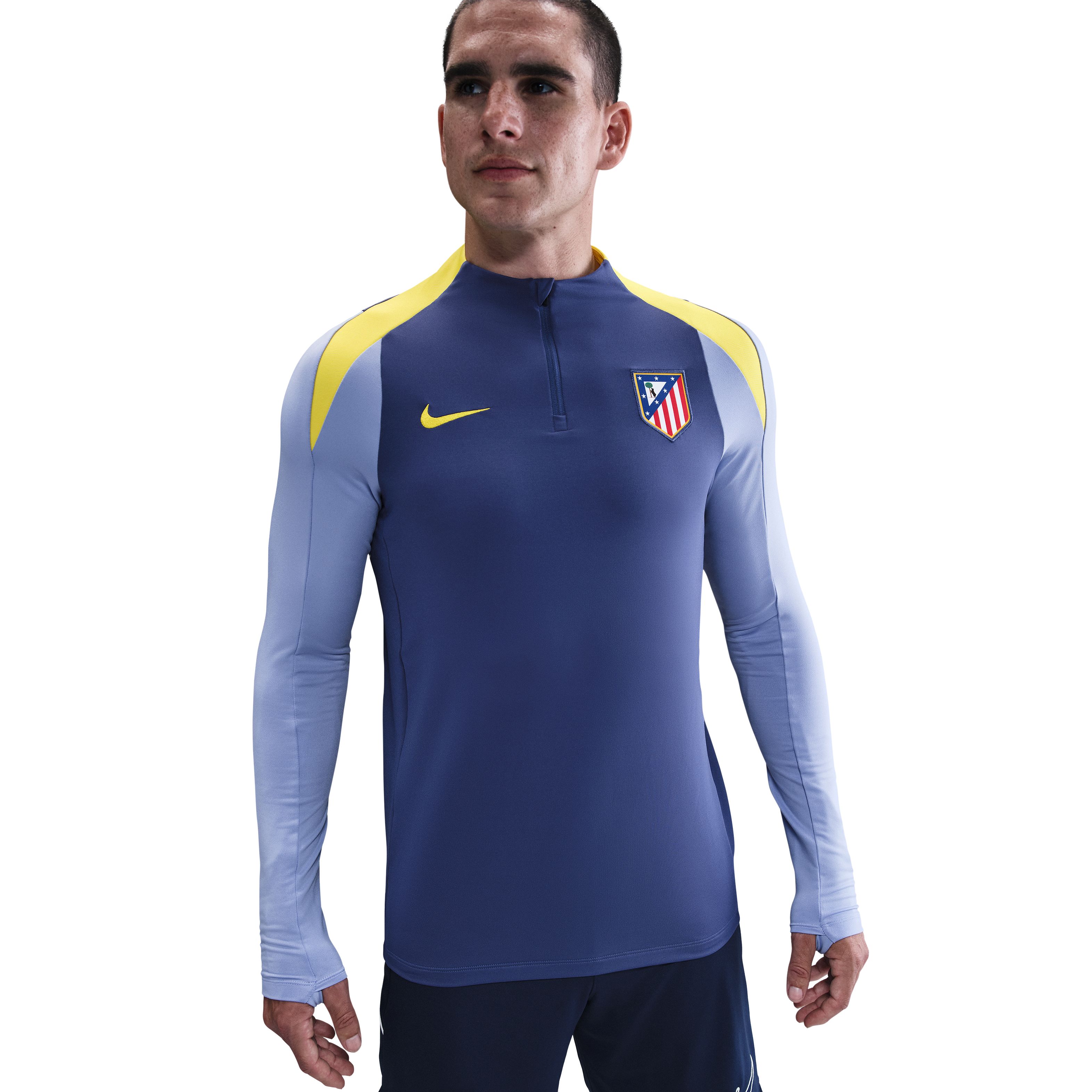 Nike Atletico Madrid Strike Trainingstrui 1/4-Zip 2025-2026 Donkerpaars Geel