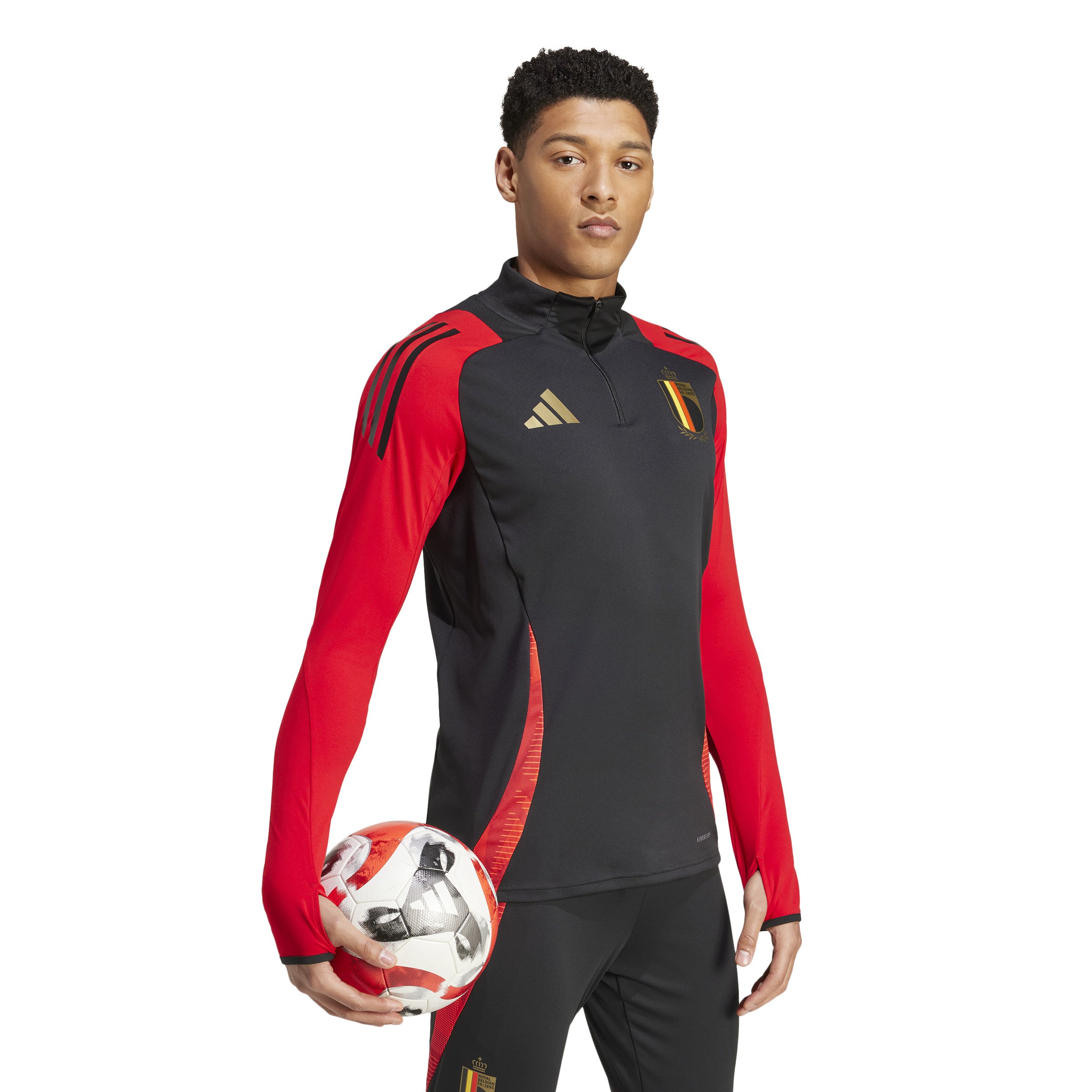 Adidas België Trainingstrui 1/4-Zip 2024-2026 Zwart Rood Goud