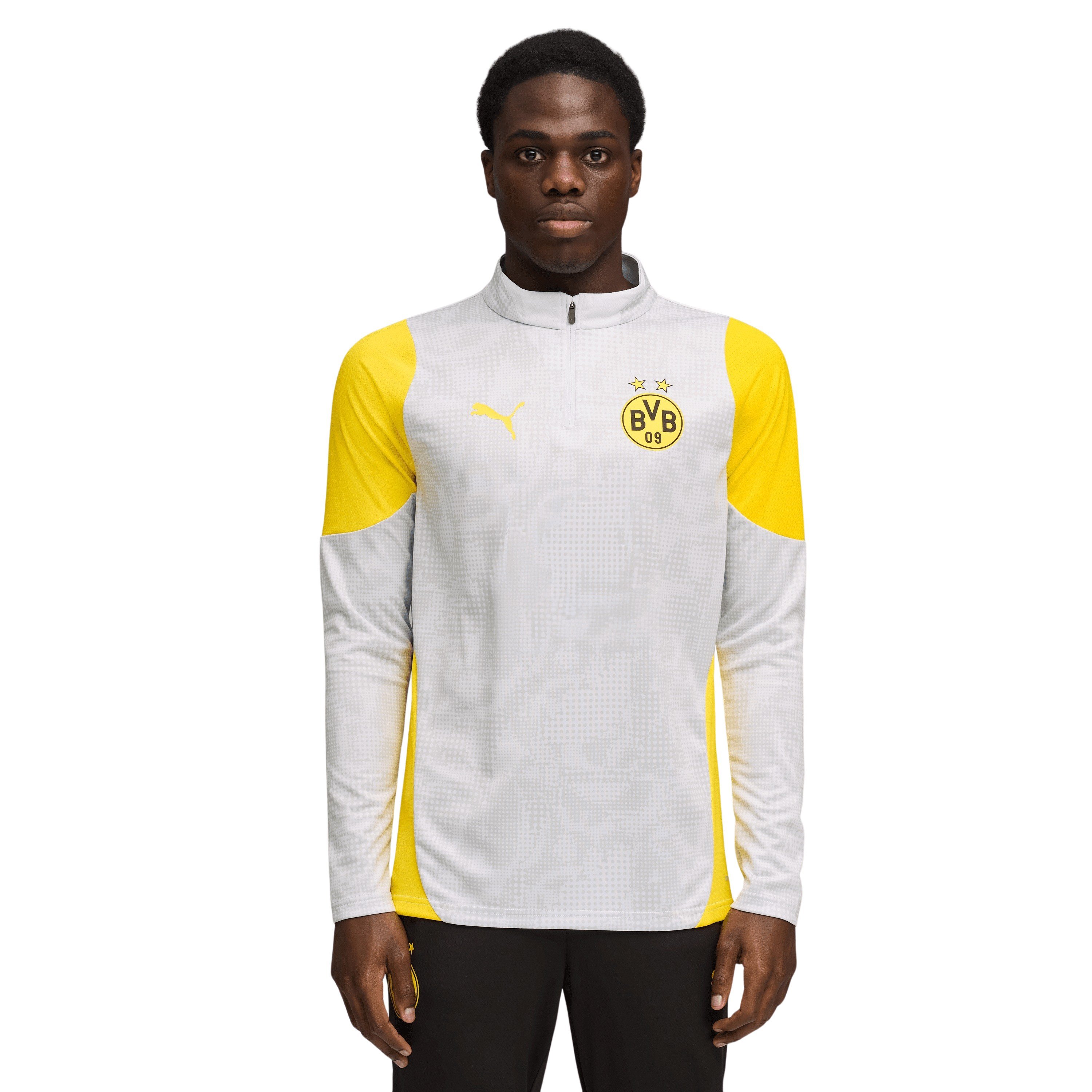 PUMA Borussia Dortmund Trainingstrui 1/4-Zip 2025-2026 Zilver Geel