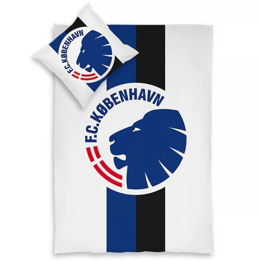 FC Kopenhagen Beddengoed Stripe Logo - Wit/Blauw/Zwart